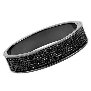 LO4286 - IP Black(Ion Plating) Brass Bangle with Top Grade Crystal  in