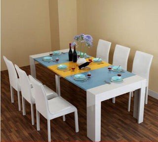 Buy 1table-6-chair Stretch table. Fold the dining table and chairs.