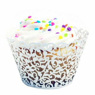Buy white Little Vine Lace Laser Cut Cupcake Wrapper 100 pcs set