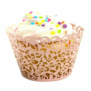 Buy pink Little Vine Lace Laser Cut Cupcake Wrapper 100 pcs set