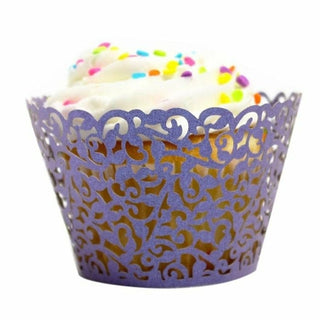 Buy purple Little Vine Lace Laser Cut Cupcake Wrapper 100 pcs set